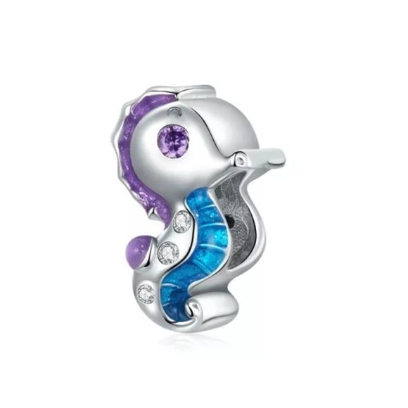 925 Silver Seahorse Nautical Charm - Picture 1 of 8